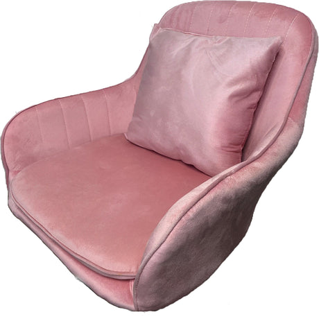 Scaun de birou, modern, din catifea, elegant, rotativ, inaltime reglabila intre 80-90 cm, roz