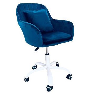 Scaun de birou, modern, din catifea, elegant, rotativ, inaltime reglabila intre 80-90 cm, albastru