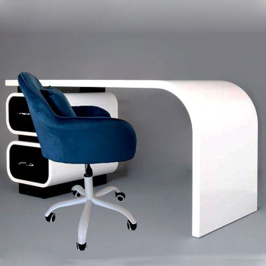 Scaun de birou, modern, din catifea, elegant, rotativ, inaltime reglabila intre 80-90 cm, albastru