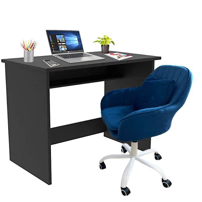 Scaun de birou, modern, din catifea, elegant, rotativ, inaltime reglabila intre 80-90 cm, albastru