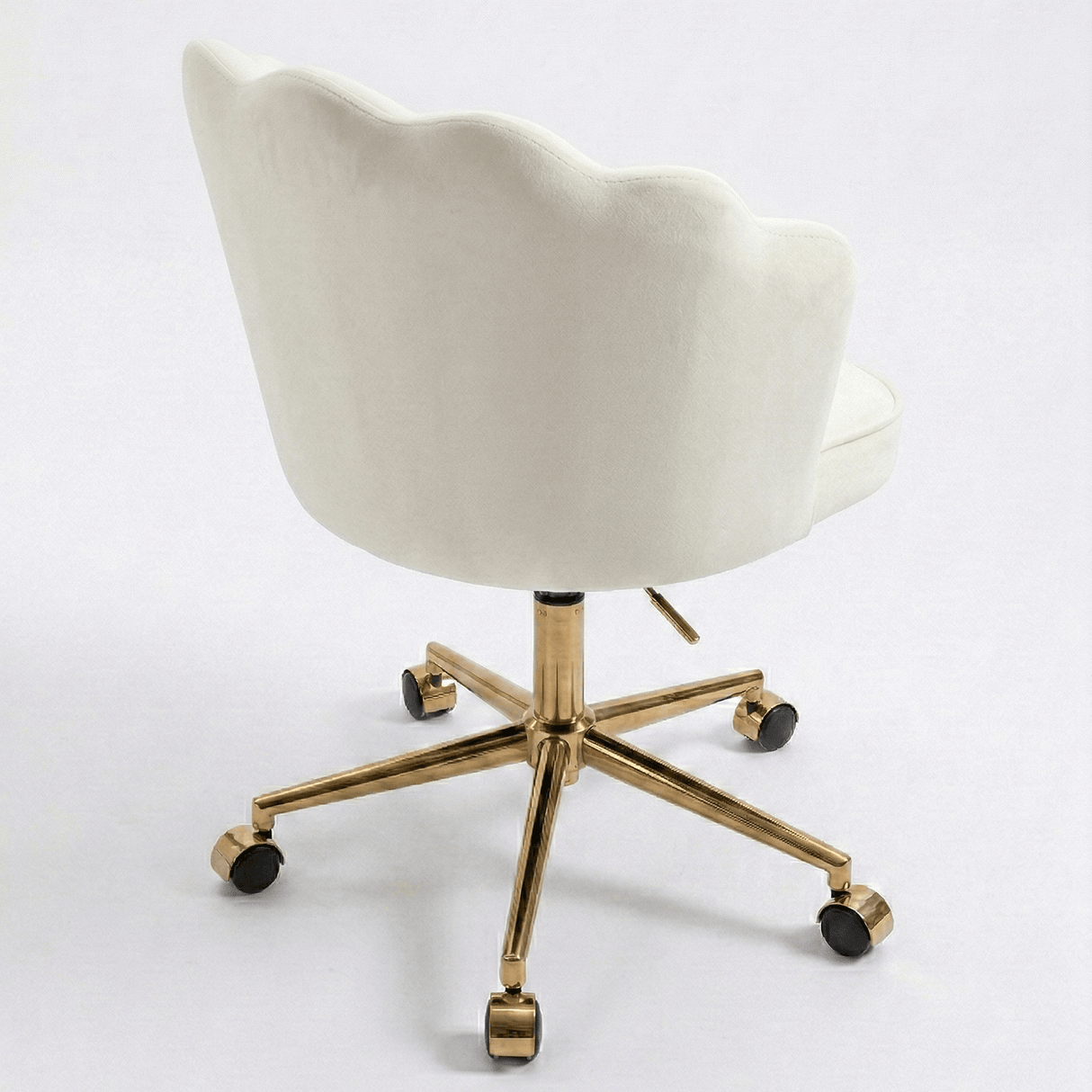 Scaun de birou|modern| spatar ergonomic| inaltime reglabila 40 - 50 cm| scoica crem| picioare aurii - BUZ.RO