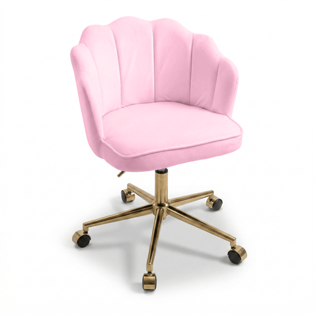 Scaun de birou|modern| spatar ergonomic| inaltime reglabila 40 - 50 cm| scoica crem| picioare aurii - BUZ.RO