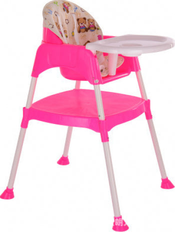 Scaun de masa bebe, multifunctional, transformabil in birou, husa detasabila, masuta, roz