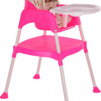 Scaun de masa bebe, multifunctional, transformabil in birou, husa detasabila, masuta, roz