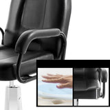 Scaun frizerie, coafor ,salon cu spatar rabatabil, reglabil pe inaltime, piele ecologica, cadru metal ,profesional , negru - BUZ.RO