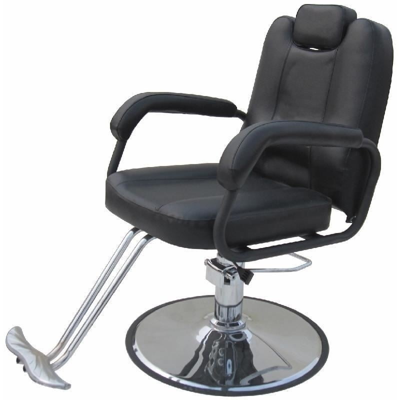 Scaun frizerie, coafor ,salon cu spatar rabatabil, reglabil pe inaltime, piele ecologica, cadru metal ,profesional , negru - BUZ.RO