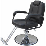 Scaun frizerie, coafor ,salon cu spatar rabatabil, reglabil pe inaltime, piele ecologica, cadru metal ,profesional , negru - BUZ.RO