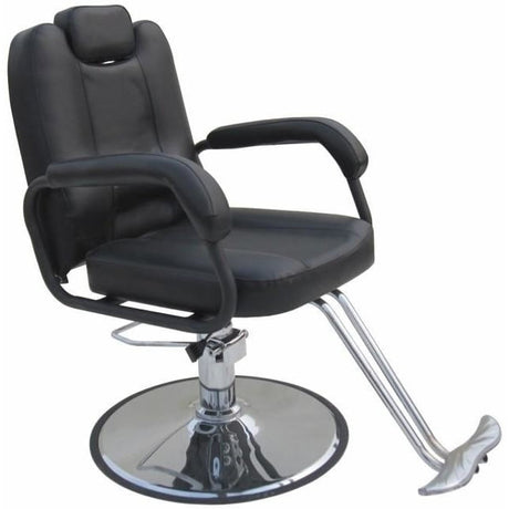 Scaun frizerie, coafor ,salon cu spatar rabatabil, reglabil pe inaltime, piele ecologica, cadru metal ,profesional , negru - BUZ.RO
