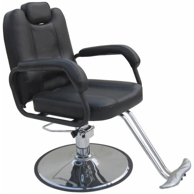 Scaun frizerie, coafor ,salon cu spatar rabatabil, reglabil pe inaltime, piele ecologica, cadru metal ,profesional , negru - BUZ.RO
