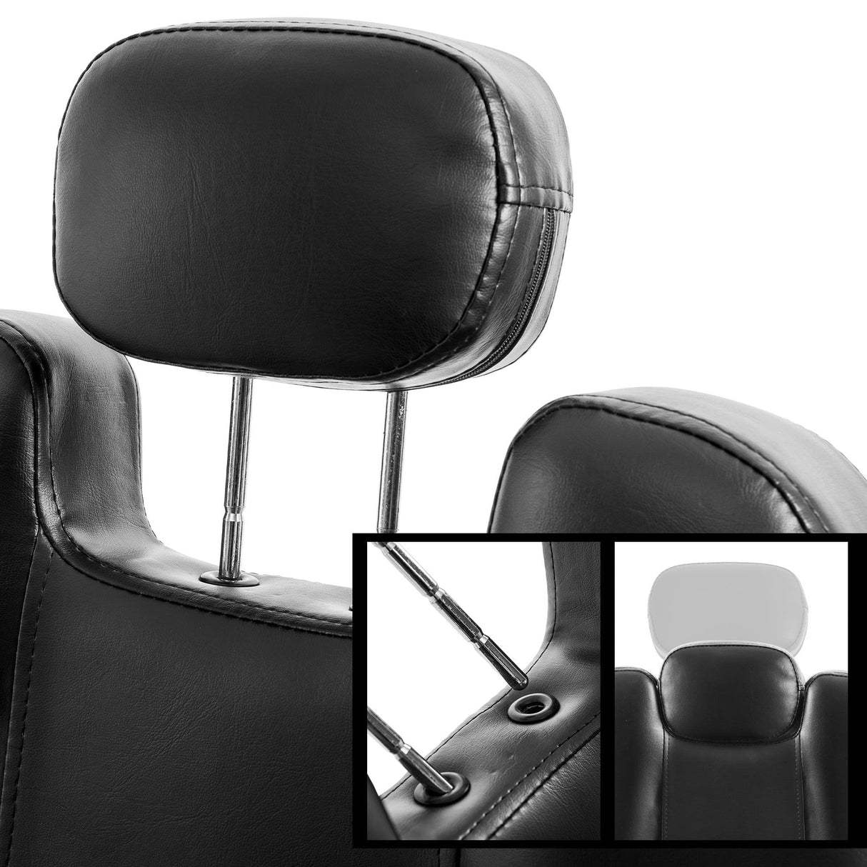 Scaun frizerie, coafor ,salon cu spatar rabatabil, reglabil pe inaltime, piele ecologica, cadru metal ,profesional , negru - BUZ.RO