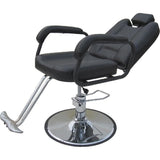 Scaun frizerie, coafor ,salon cu spatar rabatabil, reglabil pe inaltime, piele ecologica, cadru metal ,profesional , negru - BUZ.RO