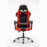 Scaun gaming profesional, ergonomic, cu cadru de otel, din piele sintetica, negru cu rosu - BUZ.RO
