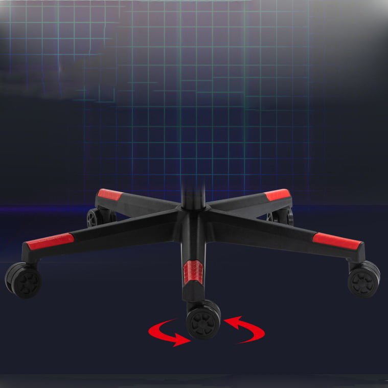 Scaun gaming profesional, ergonomic, cu cadru de otel, din piele sintetica, negru cu rosu - BUZ.RO