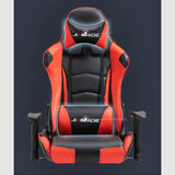 Scaun gaming profesional, ergonomic, cu cadru de otel, din piele sintetica, negru cu rosu - BUZ.RO
