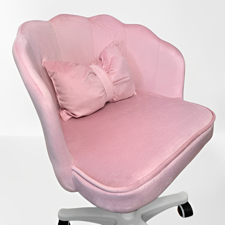 Scaun hidraulic, cu spatar, roti, catifea, birou, bar, salon, cosmetica, manichiura, pedichiura, 60l x 83h cm, roz