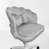 Scaun hidraulic, cu spatar, roti, catifea, birou, bar, salon, cosmetica, manichiura, pedichiura, 60l x 83h cm, gri