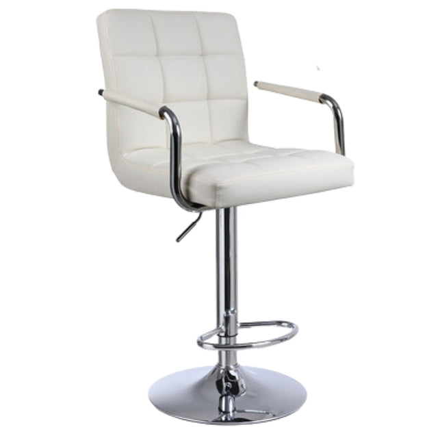 Scaun hidraulic reglabil salon/bar, picior static, alb/negru– design modern - BUZ.RO