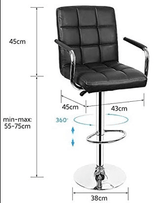 Scaun hidraulic reglabil salon/bar, picior static, alb/negru– design modern - BUZ.RO