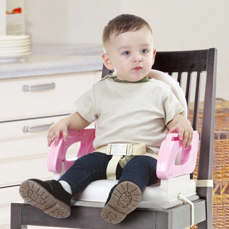 Scaun inaltator de masa, pentru bebe, copii, booster, pliabil si reglabil, roz - BUZ.RO
