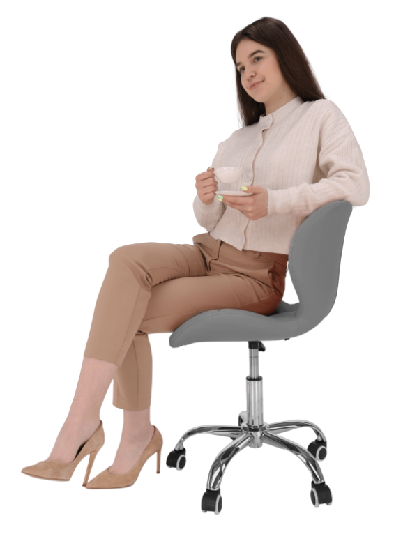 Scaun cu roti si inaltime reglabila pentru salon, cosmetica, birou, Gri