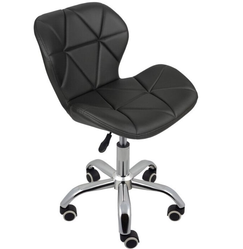 Scaun cu roti si inaltime reglabila pentru salon, cosmetica, birou, Negru/ALB