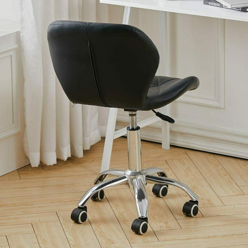 Scaun cu roti si inaltime reglabila pentru salon, cosmetica, birou, Negru/ALB