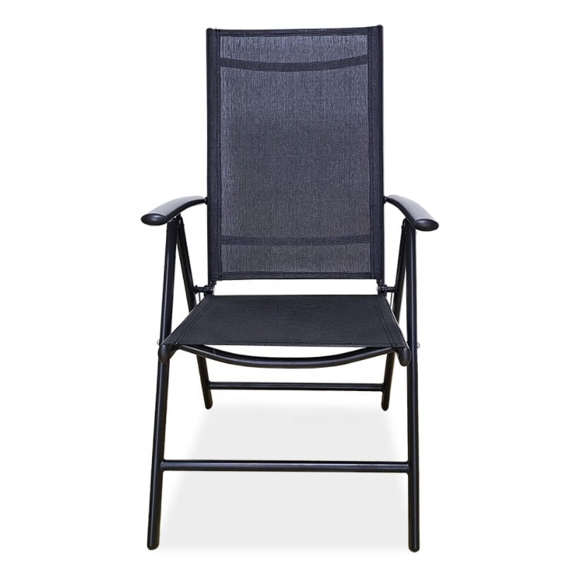 Scaun pliabil, confortabil, scaun terasa, gradina, camping, plaja, din plasa, negru