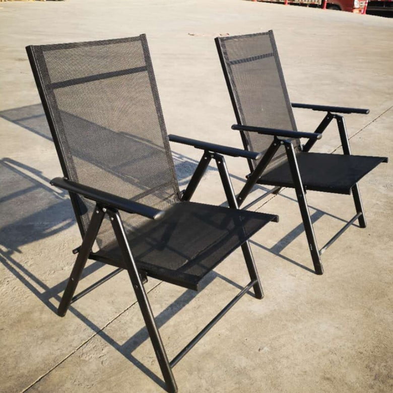 Scaun pliabil, confortabil, scaun terasa, gradina, camping, plaja, din plasa, negru