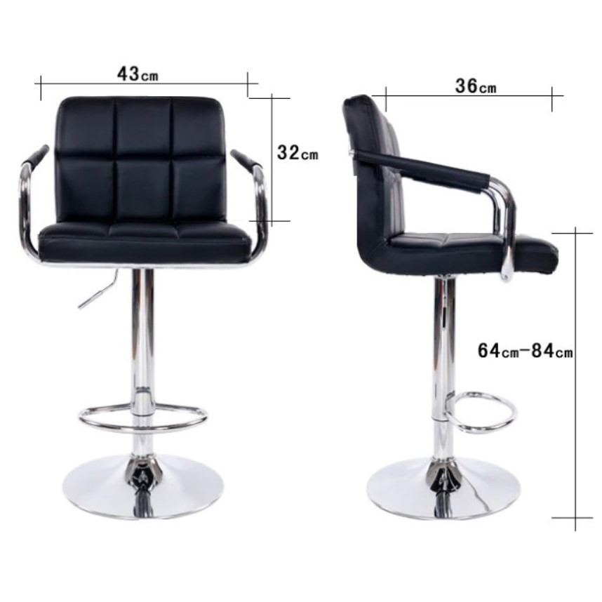 Scaun bar, scaun salon, inaltime reglabila intre 64-84 cm, dimensiuni 116x43cm, negru