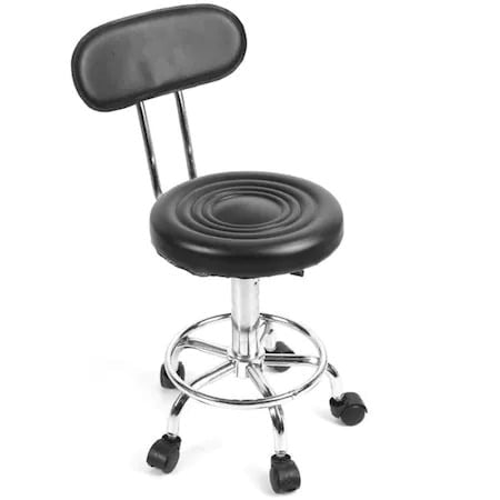 Scaun salon, pedichiura, manichiura, cosmetica, taburet, frizerie, hidraulic cu roti si spatar, negru buz - BUZ.RO