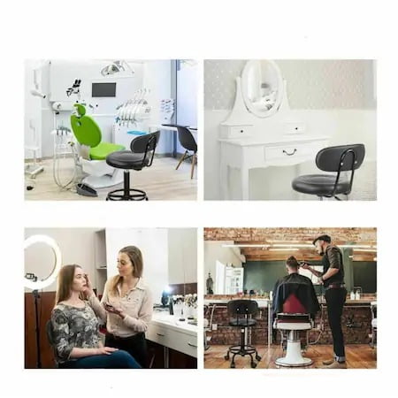 Scaun salon, pedichiura, manichiura, cosmetica, taburet, frizerie, hidraulic cu roti si spatar, negru buz