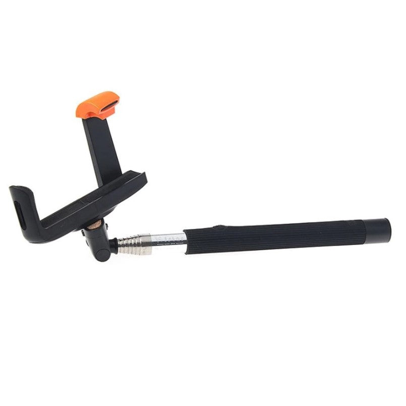 Selfie stick cu bluetooth pe maner, inclinatie reglabila, maxim 1m distanta, negru cu portocaliu, buz