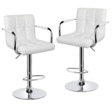Set 2 scaune, salon, bar, inaltime reglabila, 64 - 84 cm, 116x43cm, hidraulic, albe - BUZ.RO