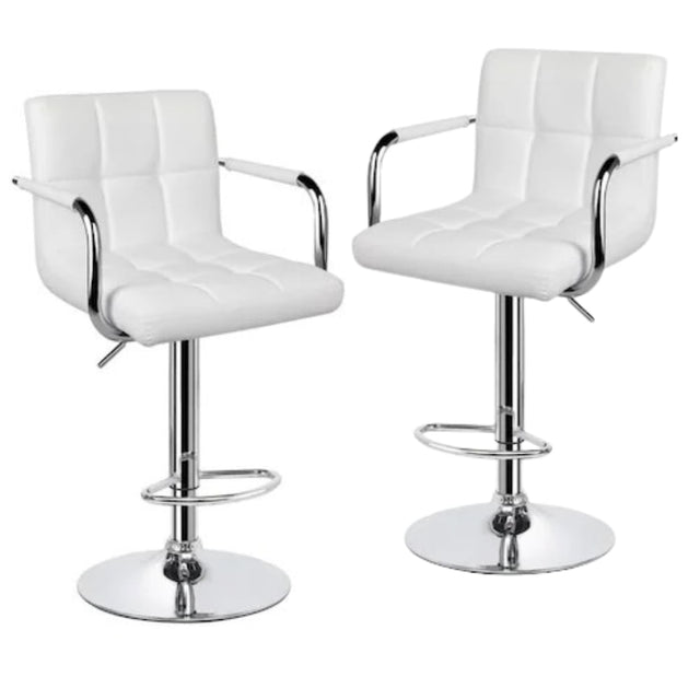 Set 2 scaune, salon, bar, inaltime reglabila, 64 - 84 cm, 116x43cm, hidraulic, albe - BUZ.RO