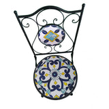 Set 2 scaune, din mozaic, cadru de fier, ceramica, interior/exterior terasa/gradina modern, pliabile