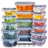 Set 20 recipiente pentru depozitarea alimentelor cu capac ermetic, din plastic, pentru diverse preparate, legume si fructe