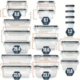 Set 20 recipiente pentru depozitarea alimentelor cu capac ermetic, din plastic, pentru diverse preparate, legume si fructe