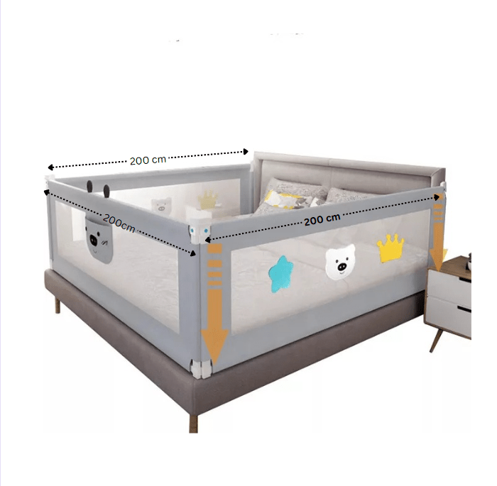 Set 3 bariere protectie culisante pentru pat, inaltime reglabila 68 - 98 cm, 160 cm 180 cm 200 cm - BUZ.RO
