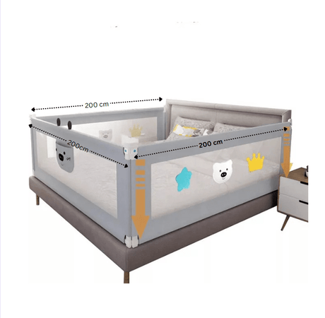 Set 3 bariere protectie culisante pentru pat, inaltime reglabila 68 - 98 cm, 160 cm 180 cm 200 cm - BUZ.RO