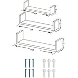 Set 3 etajere decorative suspendate U, material MDF, dimensiuni diferite, culoare stejar - BUZ.RO