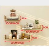 Set 3 etajere decorative suspendate U, material MDF, dimensiuni diferite, culoare stejar - BUZ.RO