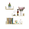 Set 3 etajere decorative suspendate U, material MDF, dimensiuni diferite, culoare stejar - BUZ.RO