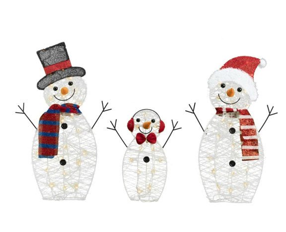 Set 3 oameni de zapada, luminosi pentru Craciun, interior, exterior, 60 leduri, rezistent la apa, lumina alb calda - BUZ.RO