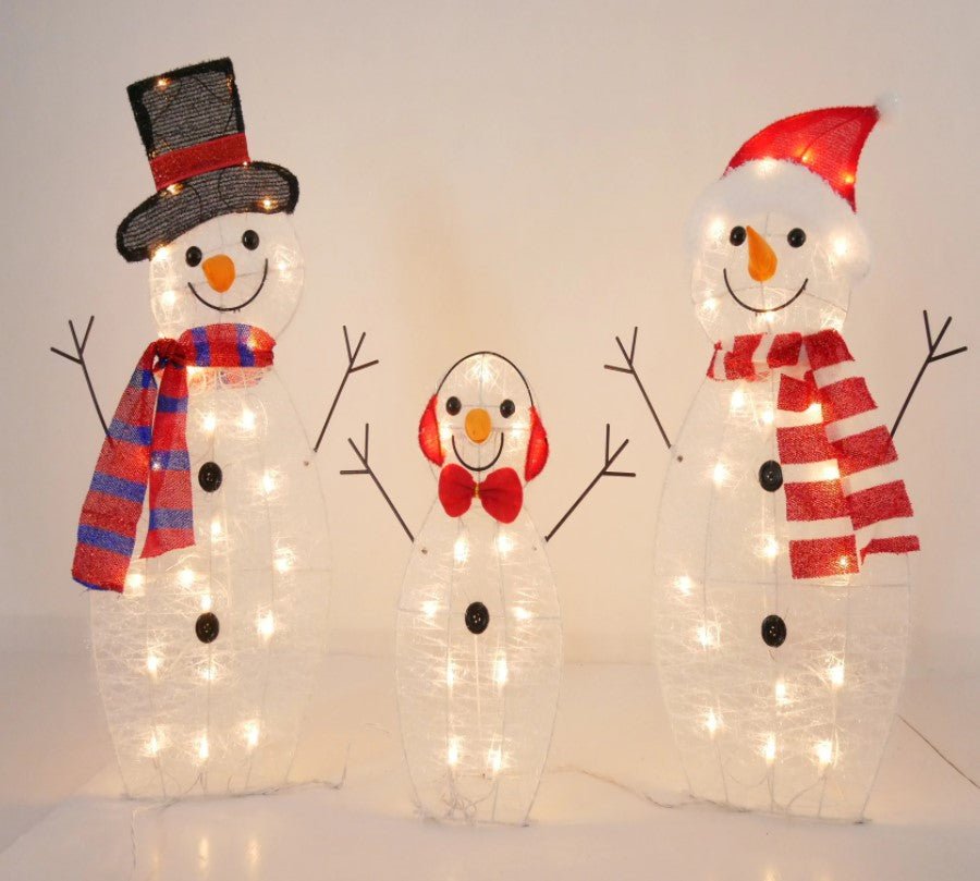 Set 3 oameni de zapada, luminosi pentru Craciun, interior, exterior, 60 leduri, rezistent la apa, lumina alb calda - BUZ.RO
