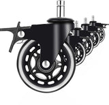 Set 5 roti silicon, universale, pentru scaun birou, gaming, 3 inch, cu frana pe roata
