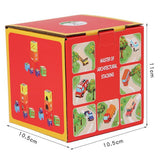 Set 7 cuburi educative, din carton, turn de construit, forme geometrice, numere, meserii, multicolor - BUZ.RO