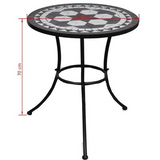 Set bistro, set masa si scaune, 2 scaune, mozaic, cadru de fier, pliabile, pentru interior/exterior, terasa/gradina, alb negru