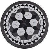 Set bistro, set masa si scaune, 2 scaune, mozaic, cadru de fier, pliabile, pentru interior/exterior, terasa/gradina, alb negru