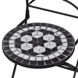 Set bistro, set masa si scaune, 2 scaune, mozaic, cadru de fier, pliabile, pentru interior/exterior, terasa/gradina, alb negru
