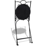 Set bistro, set masa si scaune, 2 scaune, mozaic, cadru de fier, pliabile, pentru interior/exterior, terasa/gradina, alb negru - BUZ.RO
